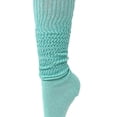 thumbnail image 6 of Long Cotton Lightweight Slouch Socks for Women Shoe Size 5 to 10 6 Pairs (Aqua Green), 6 of 12