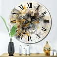 thumbnail image 1 of Designart "Marble Symphony in Yellow and Grey I" Abstract Oversized Wall Clock, 1 of 6