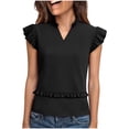 thumbnail image 2 of QUNYINEY Summer Women's Tank Tops Black Ruffle Tops Sleeveless V Neck Stretch Slim Fit Women Shirts, 2 of 8