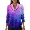 thumbnail image 4 of Dwralegc Sweaters for Women 2025 Casual Multicolor Cowl Neck Knit Clothes Long Sleeve Pullover Jumper Fashion Winter Spring Sweater Purple XL, 4 of 5