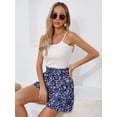 thumbnail image 6 of Chiclily Women's Shorts High Waist Drawstring Shorts Summer Loose Beach Shorts with Pockets, Vine Flower L, 6 of 7