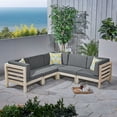 thumbnail image 6 of Dawson Outdoor V-Shaped Sectional Sofa Set - 5-Seater - Acacia Wood - Outdoor Cushions, 6 of 9