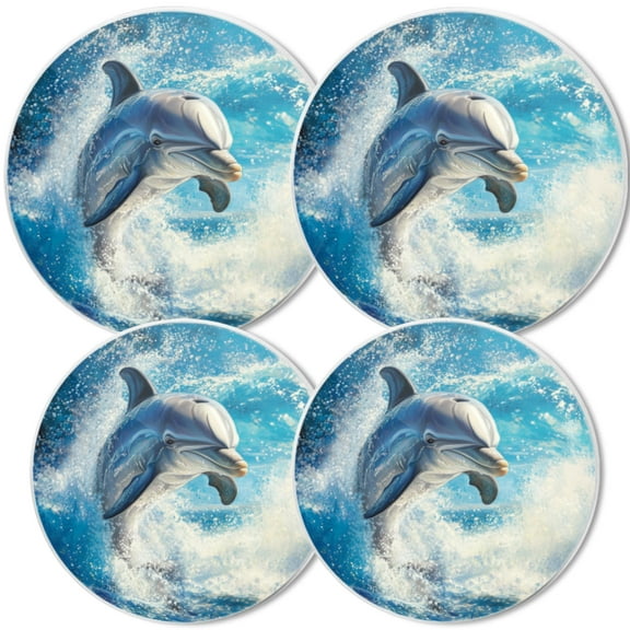 Gas Stove Burner Cover,White Electric Stove Top Protector,Easy to Clean,Dolphin Breaching Through Foaming Waves