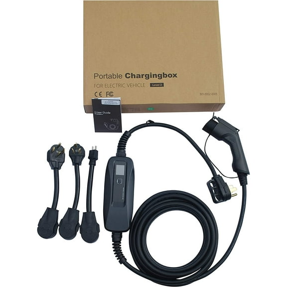 Couplago 40 Amp Level 2 EV Charger,NEMA 14-50P,J1772,240V/120V, with 3 Adapters,5-15P to 14-50R,10-30P to 14-50R,14-30P to 14-50R