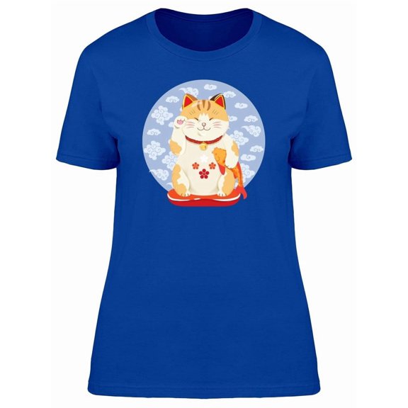 Cute Maneki Neko Kitty Cartoon Tee Women's -Image by Shutterstock