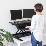 Stand Up Desk Store Power Pro Electric Adjustable Height Two Tier Standing Desk Converter (Black, 36 Wide)