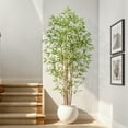 thumbnail image 6 of Artificial Bamboo Tree, Fake Bamboo Plant 6FT Tall with 6 Natural Real Bamboo Trunks, Artificial Tree Indoor Decor Faux Silk Tree for Home Office Living Room Modern Decor, 6 of 10
