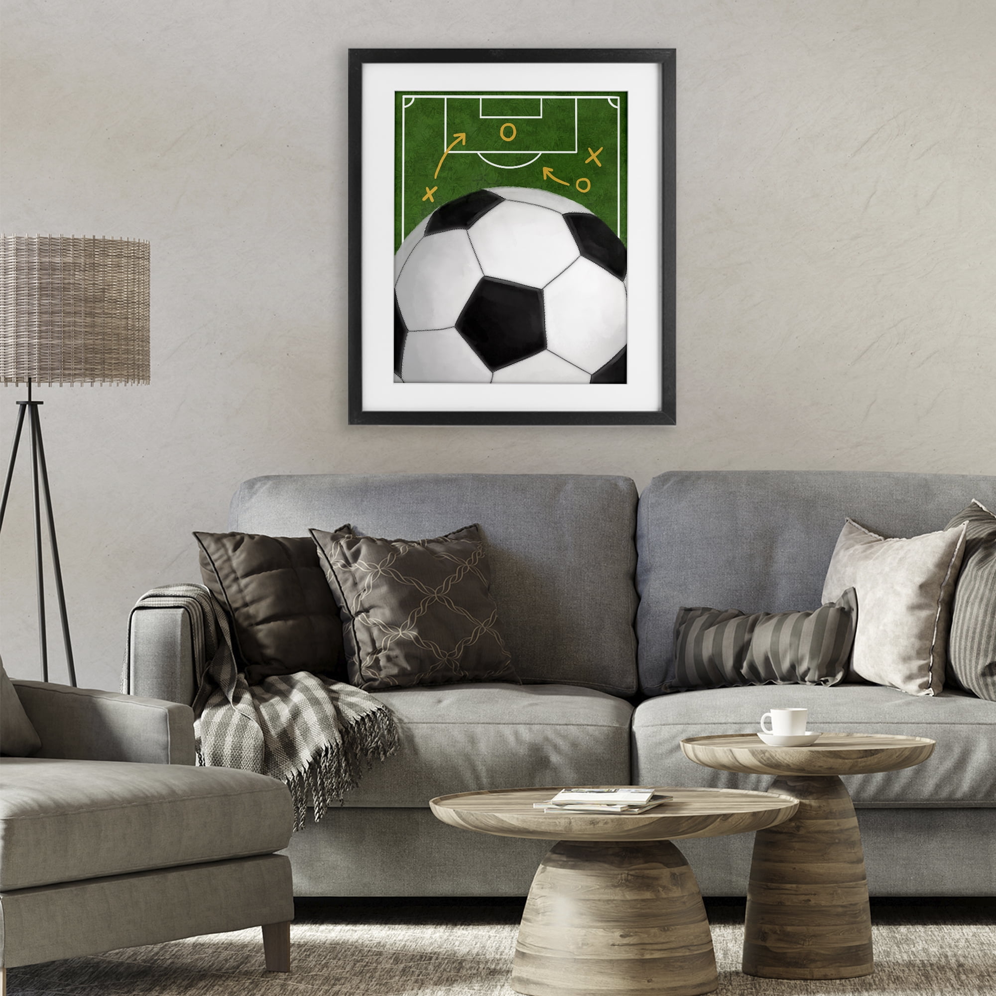 Stupell Industries Soccer Field & Ball Black Framed Print Under Glass, design by Jennifer Stith