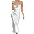thumbnail image 2 of Munlar Plus Size Women's Evening Dress Sleeveless Scoop Neck White Dress Bodycon Mermaid Maxi Dress, 2 of 9