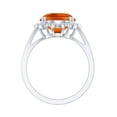 thumbnail image 2 of Rosec Jewels Lab Grown Orange Sapphire Vintage Inspired Ring with Diamond - 10X12 mm, 925 Sterling Silver, US 4.00, 2 of 8