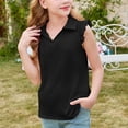 thumbnail image 2 of Girls Ruffle Short Sleeve Polo Shirt V-Neck Golf Tennis Top School Uniform Tees Casual Summer Tops Loose Fit Fashion Versatile Top Black 100, 2 of 8