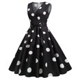 thumbnail image 4 of B91xZ Robe Maxi pour Femmes Robe Décontractée Sans Manches Smockée Col en V Taille Haute à Volants Robes Midi, Noir TG, 4 of 4