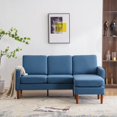 thumbnail image 3 of L Shape Sofa Reversible Sectional Sofa Couch for Small Apartment Couch 3-seat Sectional Couch (Blue), 3 of 7