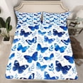 thumbnail image 2 of Feelyou Cartoon Butterfly Twin Sheet Sets, Blue Leaf Plant Bedding, 3 Pieces, 2 of 7