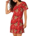 thumbnail image 2 of Balery Christmas With Cute Deer Camisón de manga corta con cuello redondo para mujer, cómodo y elegante., 2 of 6