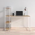 thumbnail image 2 of Ames 47" Reversible Gaming Computer Desk with Adjustable Shelves, Home Office Desk, Grommet Cable-Management, Leveler Feet, Easy Assembly, White/White Oak, 2 of 10