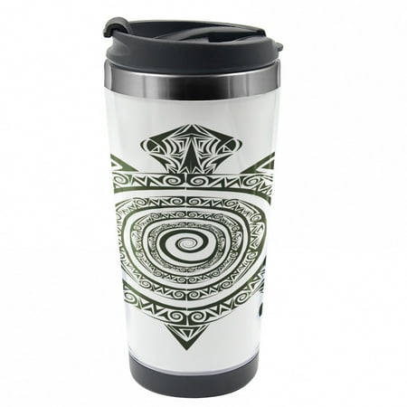 

Turtle Travel Mug Turtle Maori Steel Thermal Cup 16 oz by Ambesonne