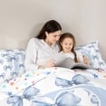thumbnail image 5 of Feelyou Blue Princess Bowknot Twin Bedding Sets 7-Piece for Kids, Initial B Letter Bedding Comforter Set, Watercolor Ribbon Reversible Sheet Sets, Luxury Bedroom Decor, 5 of 9