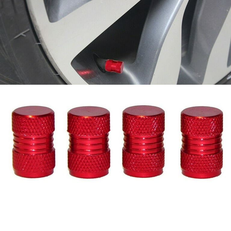 Cogfs 4 Pcs Red Car Auto Tyre Rim Valve Wheel Stem Air Port Dust Cap Cover  Accessories 