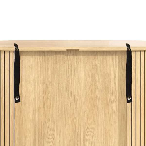 28" Fluted Wine Bar Cabinet with 8-Grid Wine Rack, 5-Level Adjustable Shelves, 2 Glass Holders, Smoothly Sliding Tambour Doors, 4 Hidden Storage Space on the Side,Modern Liquor Coffee Station