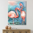thumbnail image 2 of Designart ' Pink Flamingos Love Birds In Blue Water I ' Farmhouse Canvas Wall Art Print, 2 of 4