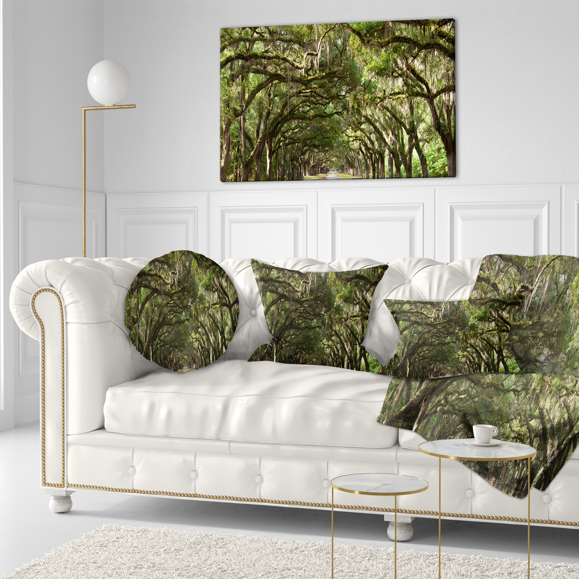 Designart Live Oak Tunnel - Photography Throw Pillow - 12x20