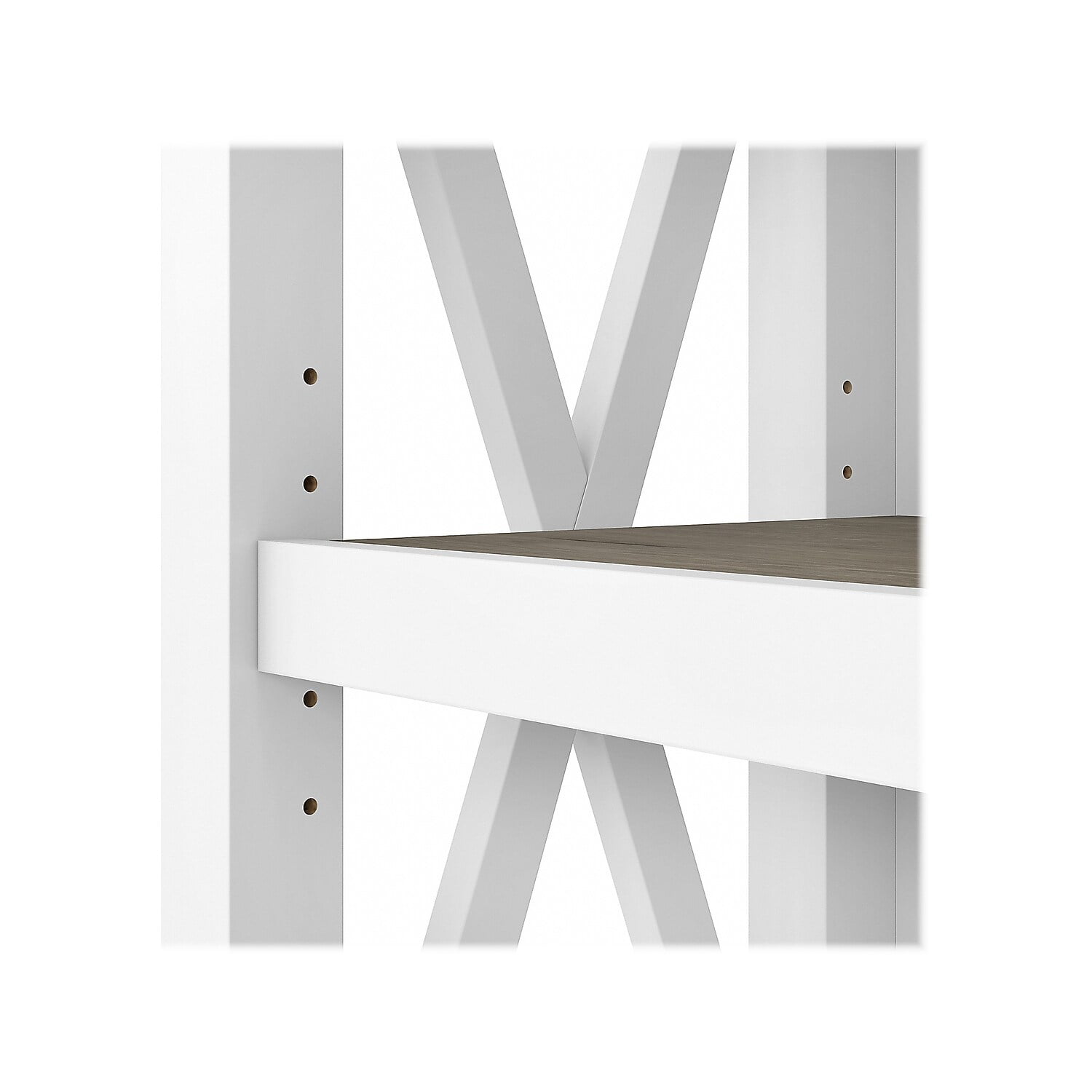 Bush Furniture Key West Tall 5 Shelf Bookcase, Set of 2, Pure White & Shiplap Gray