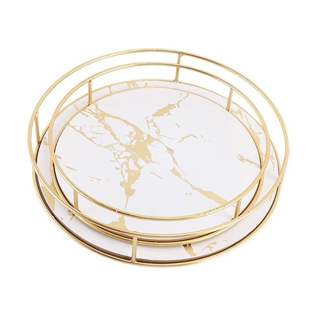 2 bandejas de tocador para baño, decoración de bandeja de cosméticos, bandeja de tocador, bandeja decorativa de metal, bandeja de maquillaje, bandeja , Blanco Soledad Bandeja de tocador de baño