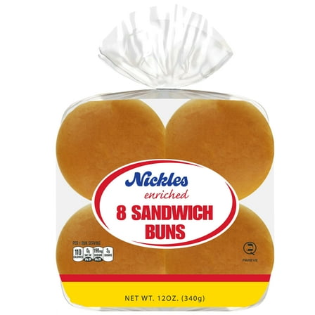 Nickles Bakery Hamburger Buns, 3.5-Inch, 8 Count, 12-Ounce.