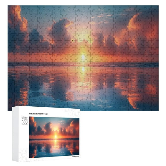 JRXY Calm Spring Beach in Denmark at Sunset Wooden Jigsaw Puzzle Gift for Family Friends 300 PCS