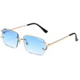 thumbnail image 3 of 2025 Fashion Rimless Eyeglasses Square Reversed Sunglasses Metal Sunglasses for Men and Women (c3 Gold Grad-Tea), 3 of 5
