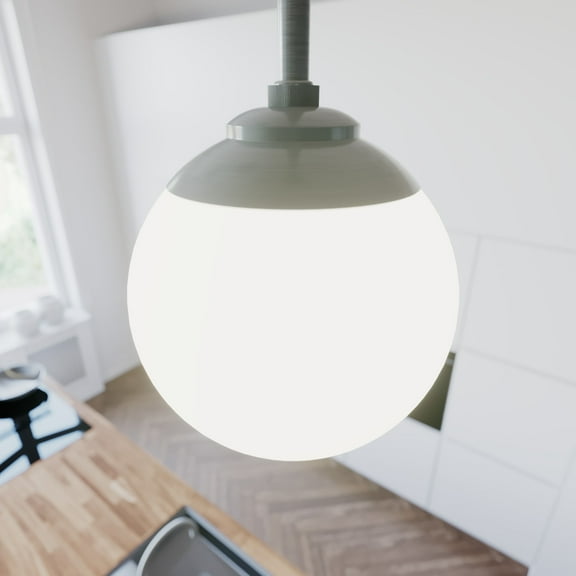 Hunter - Hepburn 1-light Brushed Nickel, Small Pendant Light, Dimmable, Modern Style, Globe Shaped, for Bedrooms, Dining, Living Rooms - 19169