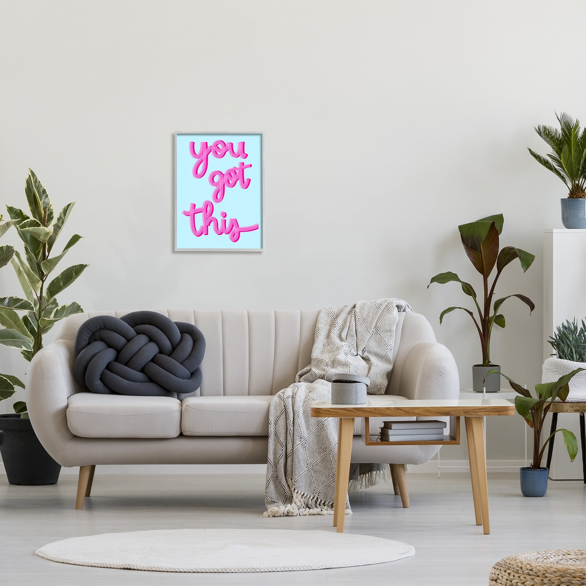 Stupell Industries You Got This Pink & Blue Phrase Inspirational Painting Gray Framed Art Print Wall Art