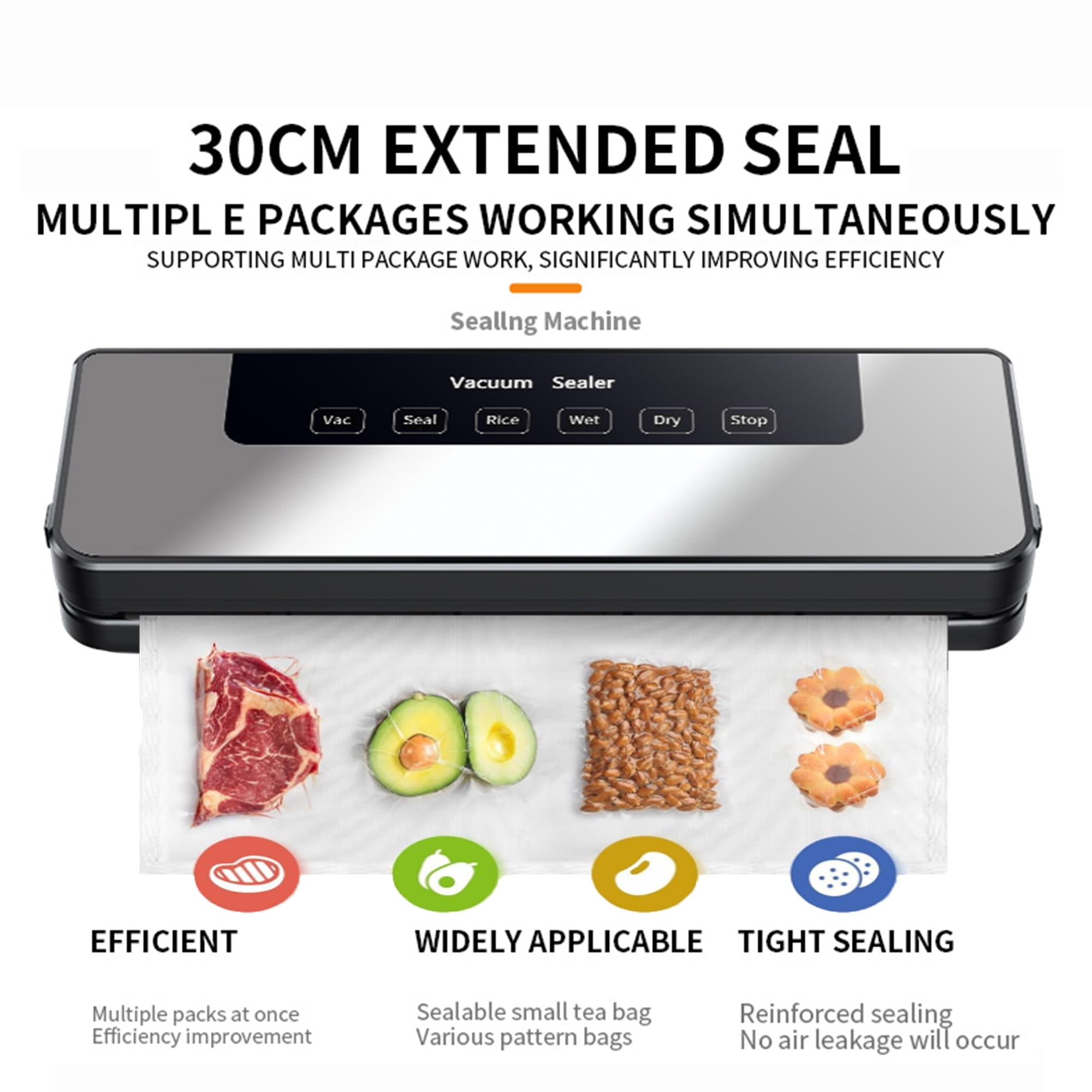 Vacuum Sealer, 80KPA Fully Automatic 5-IN-1 Food Saver Vacuum Machine, Wet and Dry Food Mode, Quick Seal, Food Saver with 10pcs Food Vacuum Sealer Bags