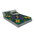 thumbnail image 2 of Ambesonne Floral Fitted Sheet & Pillow Sham Set, Antique Window Style, Queen, Green Purple, 2 of 2