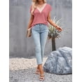 thumbnail image 5 of Women's Casual Cap Sleeve Lace Trim V Neck Tops 2023 Summer Loose Tee Shirts Blouse, 5 of 16