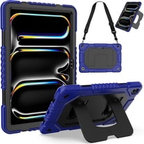 Allytechgroup for Samsung Galaxy Tab A11 / A9  Rugged Tablet Case Cover, Shock-Resistant PC TPU Basic Protective Case with Kickstand & Shoulder Strap Shockproof Non-Slip for Women Men, Blue