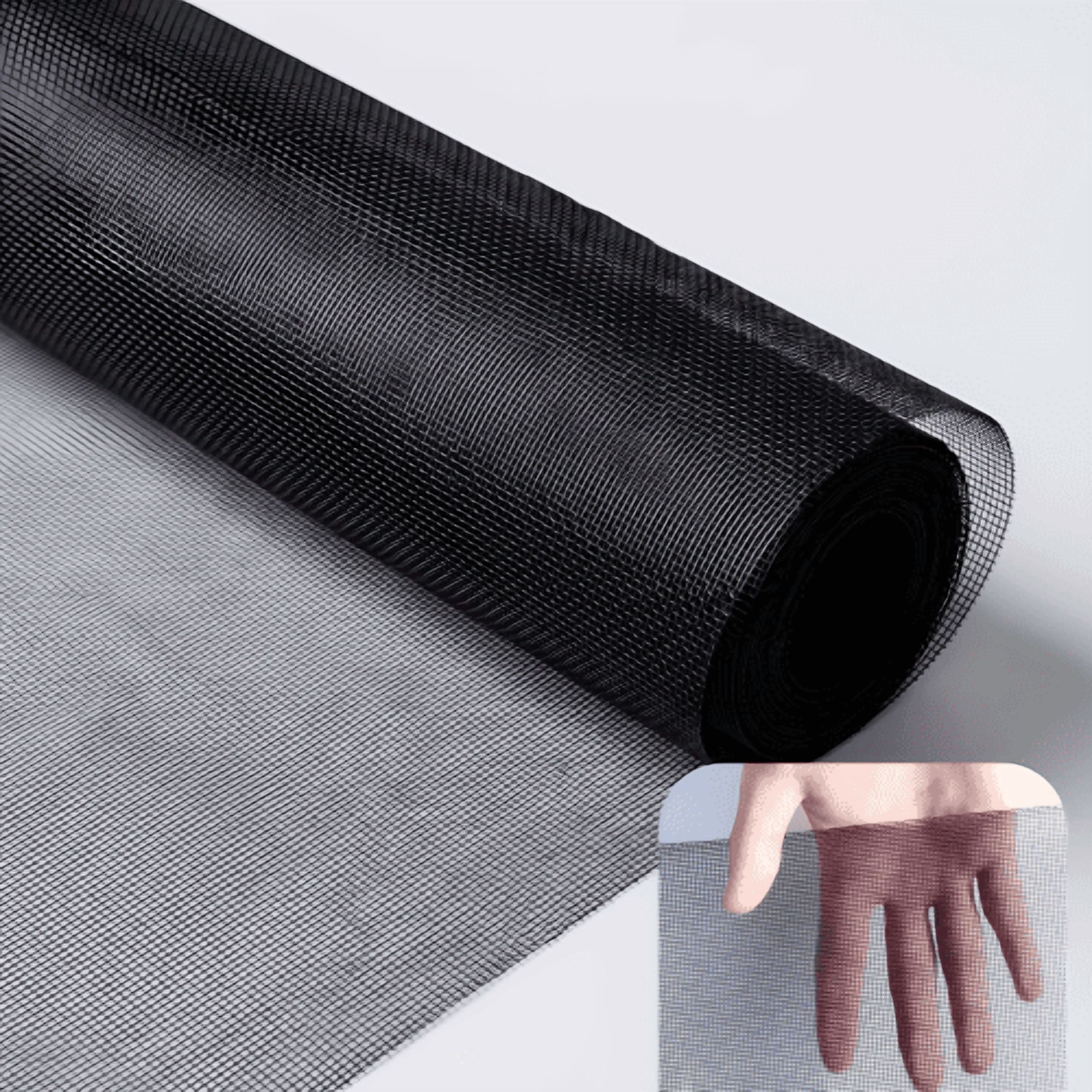Window Screen Roll with Stainless Steel Mesh 24x48 FT, Black High-Transparency Screen Replacement for Doors Patios Porches, DIY Friendly