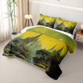 thumbnail image 3 of Homewish Boho Castle Bed Spread Queen, Full Moon Print Queen Coverlet Set, Green, 3pcs 1 Quilt and 2 Pillowcases, 3 of 7