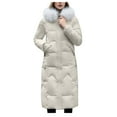 thumbnail image 3 of DUMUIELD Women's Long Puffer Jacket Maxi Length Padded Coat Full Zip Up Baggy Down Jackets Winter Coats Outwear with Pockets White,L, 3 of 4