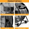 thumbnail image 5 of DSstyles 24 Inch Industrial Drum Fan, 5700 CFM High Velocity Floor Fan, 3 Speed Heavy Duty Metal Air Circulator Fan, 360° Tilt with Casters Handle, Ideal for Patios, Warehouse, Commercial, Basement, 5 of 7