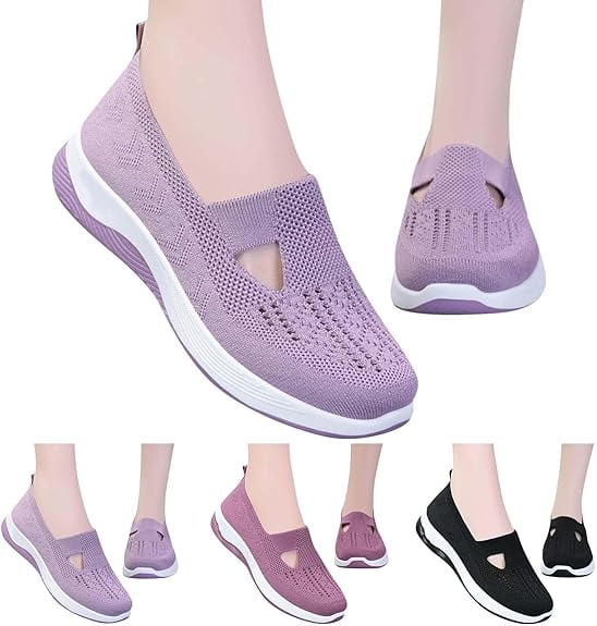 Willtoo 2025 Orthopedic Shoes for Women, Women Wide Width Breathable Walking Comfortable Slip on Sneakers, Non Slip Food Service Lightweight Sneaker, Nurse Shoes Arch Support Sneakers Purple