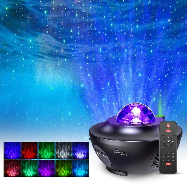 Led Projector Starry Sky Lamp, Starry Sky Projector Night Light With Starry Star / Water Wave Wave Effect With 21 Lighting Modes And Music Speaker.Perfect For Baby Kids Party
