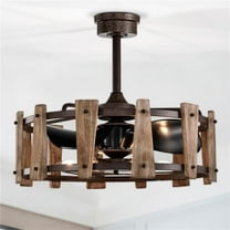 Woody 25 in. 6-Light Indoor Rustic Copper Finish Ceiling Fan with Light Kit