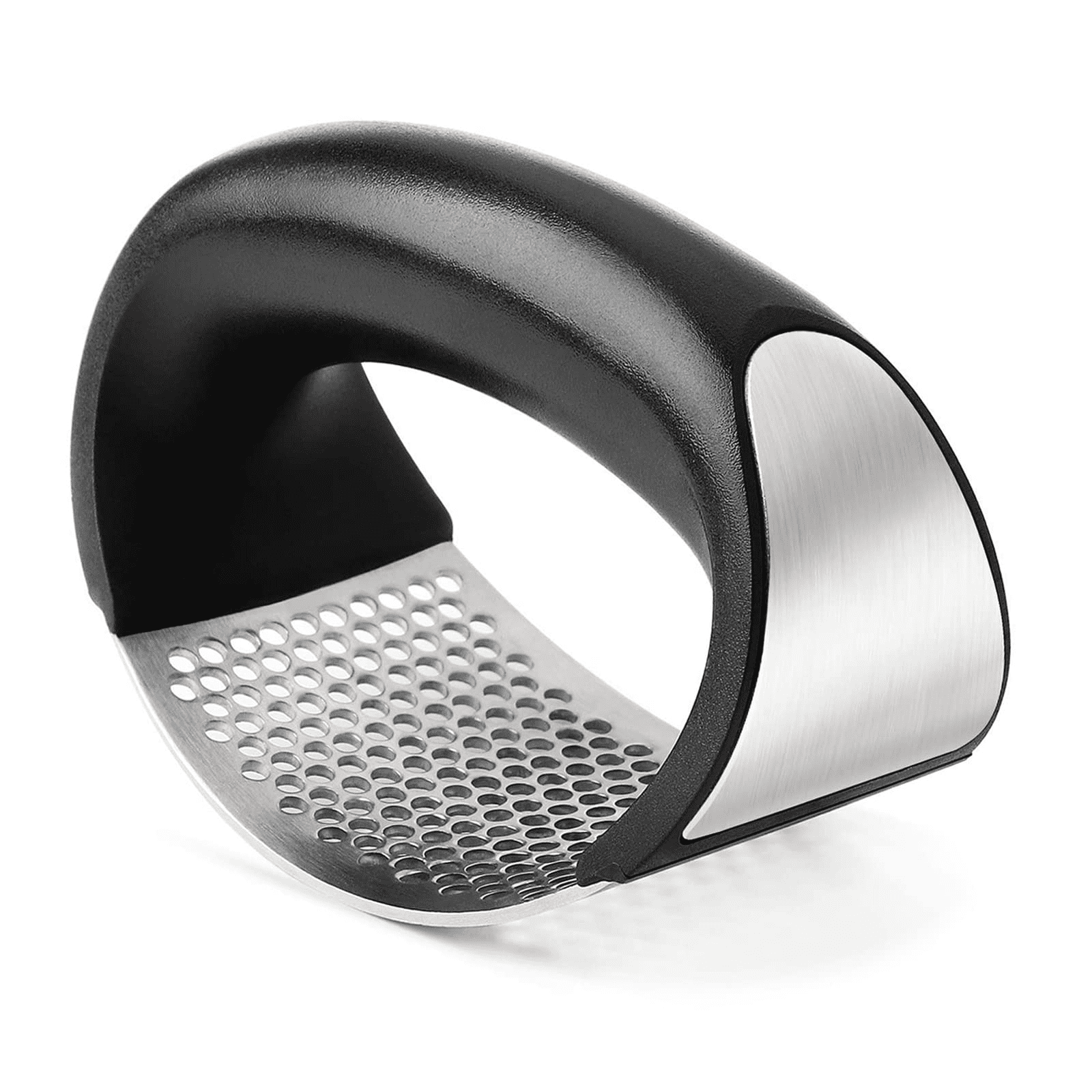 Garlic Press Rocker, Stainless Steel Ginger Crusher Squeezer Kitchen Tool, Dishwasher Safe