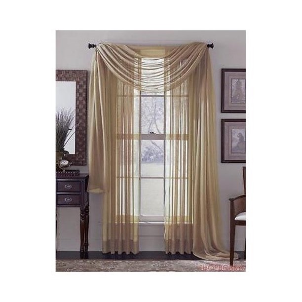 Linda Voile Sheer Solid Window Scarf, Taupe, 55x216