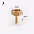 thumbnail image 1 of 1 Pcs Brass Pipe Fitting 6Mm-16Mm Hose Barb Tail G1/2 Internal Thread Connector A, 1 of 6