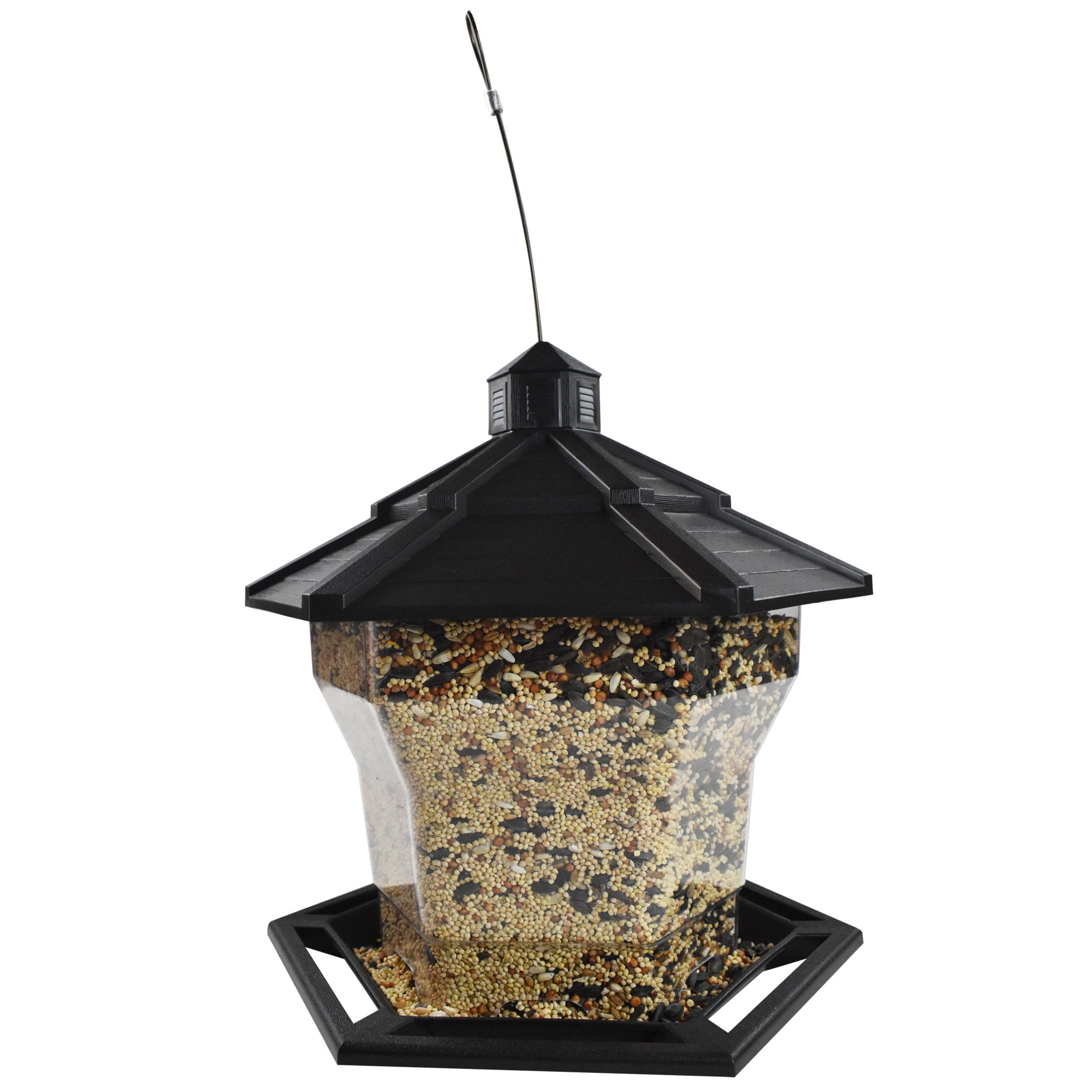 (4 pack) Pennington Earth Smart, Black Recycled Plastic Hopper Wild Bird Feeder, Extra Large 6 lb. Capacity, 11.5" Tall