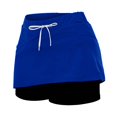 thumbnail image 5 of Blue Women's Shorts, Women'S Fashionable Casual Sports Casual Skirt With Pocket Drawstring Solid Color Mid Waist Skirt Pants,Women's Shorts 3XL, 5 of 6