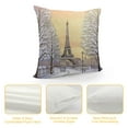 thumbnail image 4 of COMIO  Winter Duvet Cover Set, Image of Stormy Winter Day in Idyllic Paris Streets Eiffel Tower Europe Scenery, Decorative  Bedding Set with  Pillow Shams, King Size, Pink White, 4 of 5